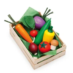 Assorted Wooden Vegetables in Crate