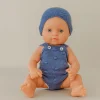 Blue Knit Doll Romper and Bonnet Set - 12"