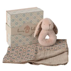 Bunny Rattle Baby Gift Set - Powder