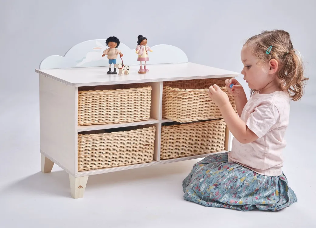 Bunny Storage Unit with Wicker Baskets