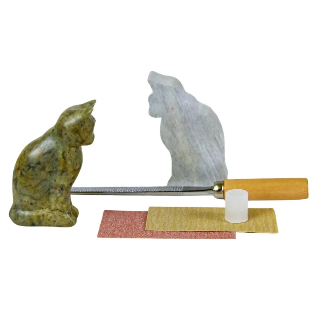 Cat Soapstone Carving Kit