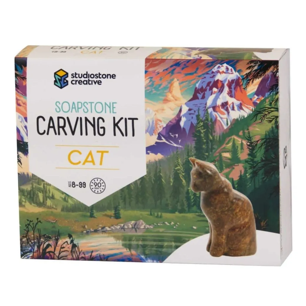 Cat Soapstone Carving Kit