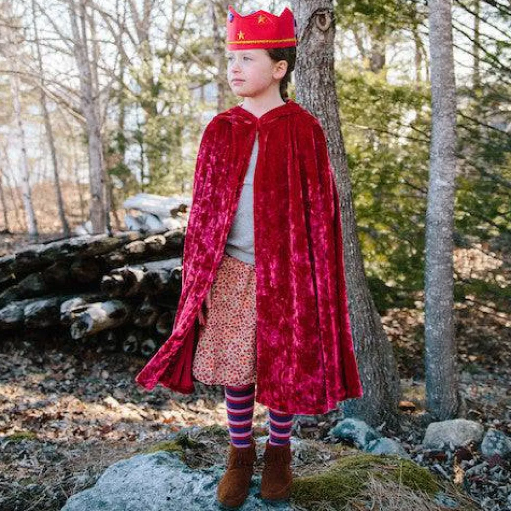 Child's Red Velvet Cape With Hood