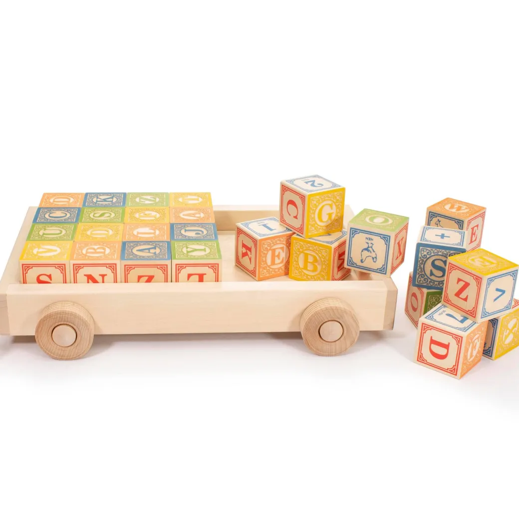 Classic Wooden Alphabet Blocks with Wagon