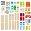 Colored Wooden Building Blocks - 85 Piece Set