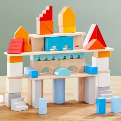 Colored Wooden Building Blocks - 85 Piece Set