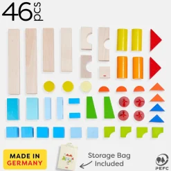 Colored Wooden Building Blocks - 46 Piece Set