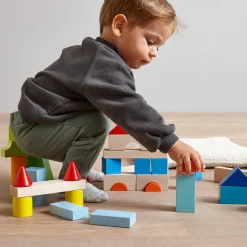 Colored Wooden Building Blocks - 46 Piece Set