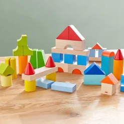 Colored Wooden Building Blocks - 46 Piece Set