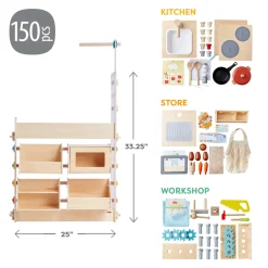 Creative Play 3 in 1 – Play Kitchen, Store & Workshop