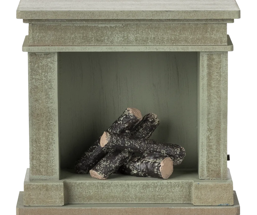Dollhouse Vintage Dusty Green Fireplace