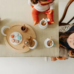 Doll-Sized Wooden Tea Set