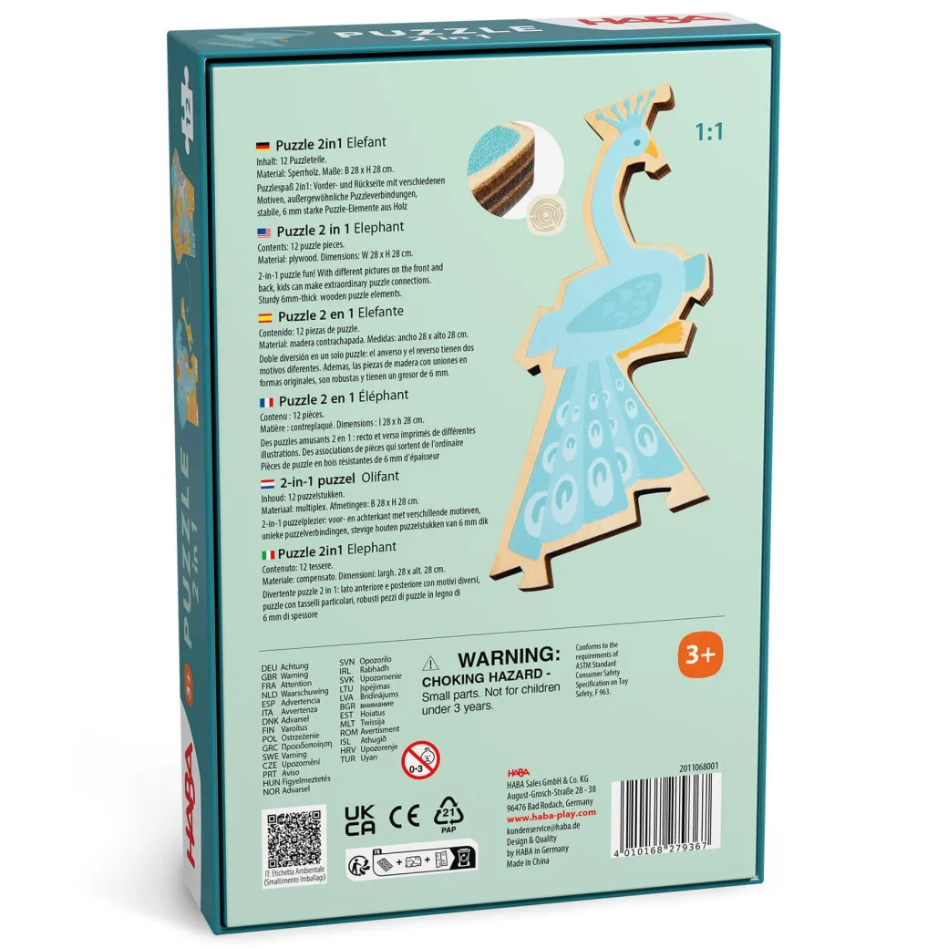 Elephant 2-in-1 Wooden Puzzle