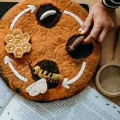 Felted Honey Bee Life Stages Set with Playmat