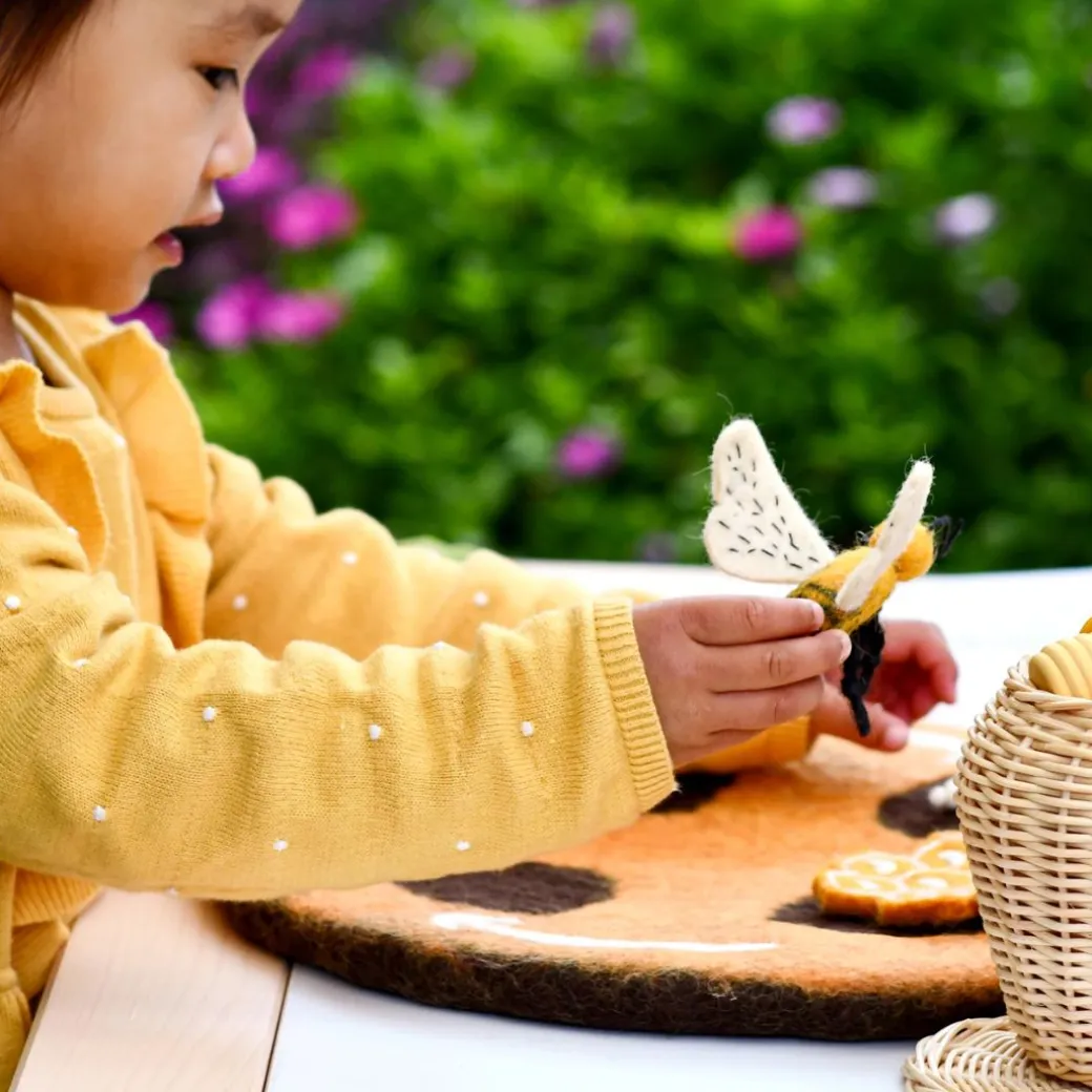 Felted Honey Bee Life Stages Set with Playmat