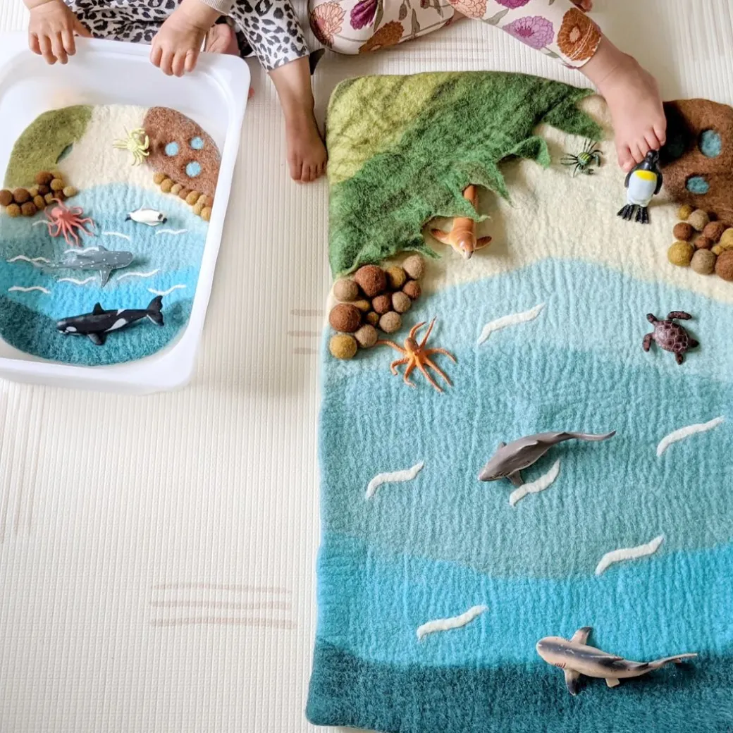 Felted Ocean and Shoreline Play Mat