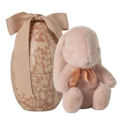 Fluffy Bunny in Vintage Metal Easter Egg