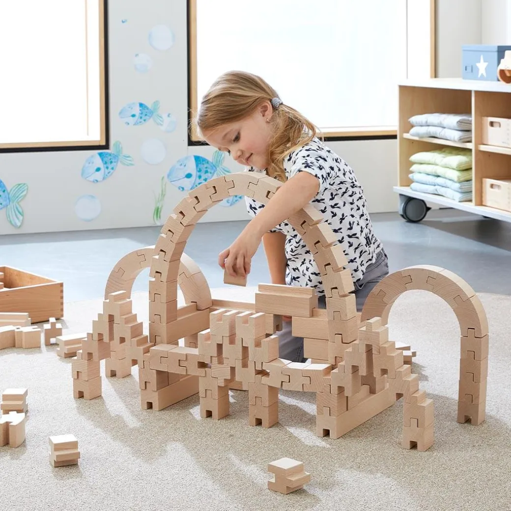 Interlocking Wooden Blocks Construction Set
