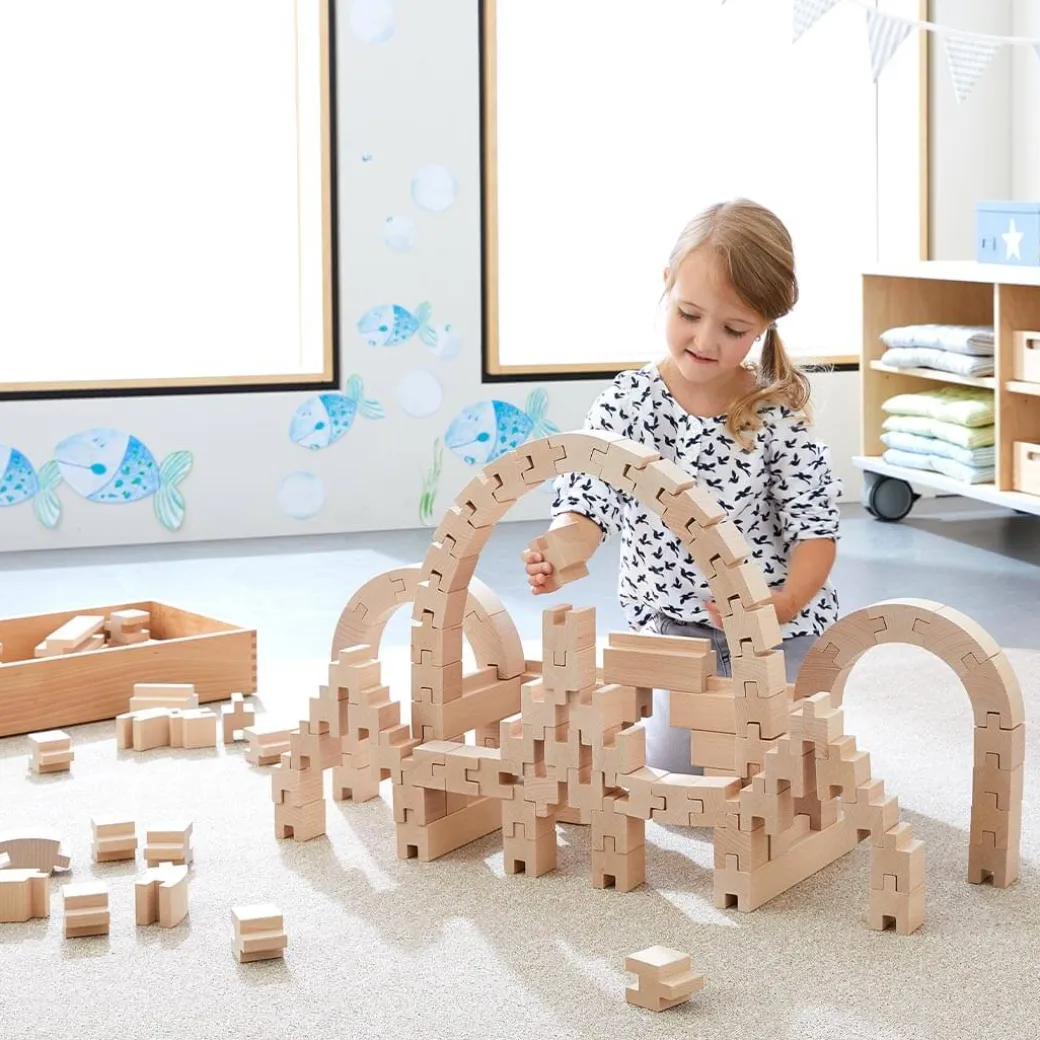 Interlocking Wooden Blocks Construction Set