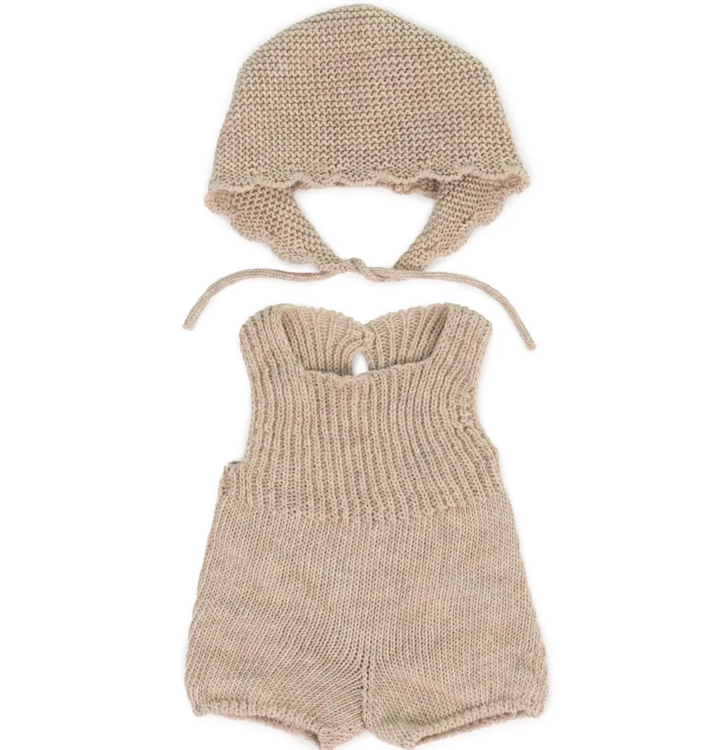 Knit Doll Outfit – 15" Romper & Bonnet
