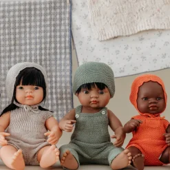 Knit Doll Overall & Beanie Hat Set - 15"