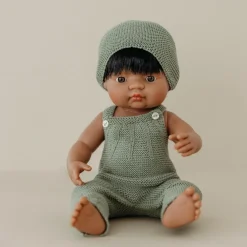 Knit Doll Overall & Beanie Hat Set - 15