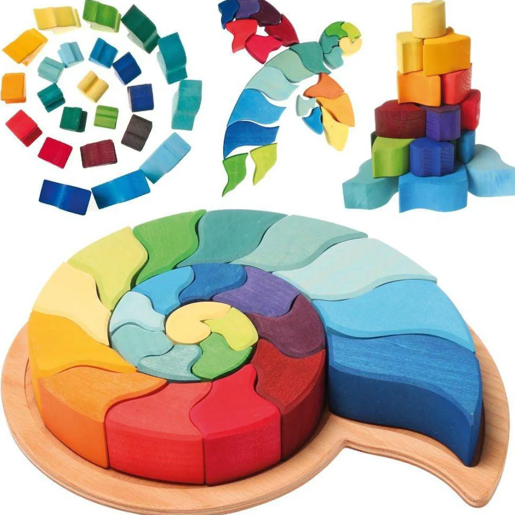 Large Ammonite Snail - Wooden Puzzle Blocks