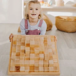 Large Natural Wooden Stepped Pyramid