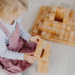 Large Natural Wooden Stepped Pyramid