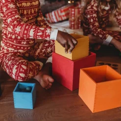 Large Rainbow Wooden Nesting Cubes