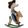 Little Brother Cowboy Mouse with Rocking Horse