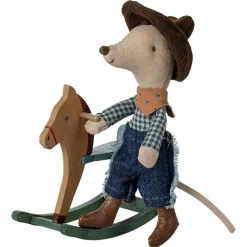 Little Brother Cowboy Mouse with Rocking Horse