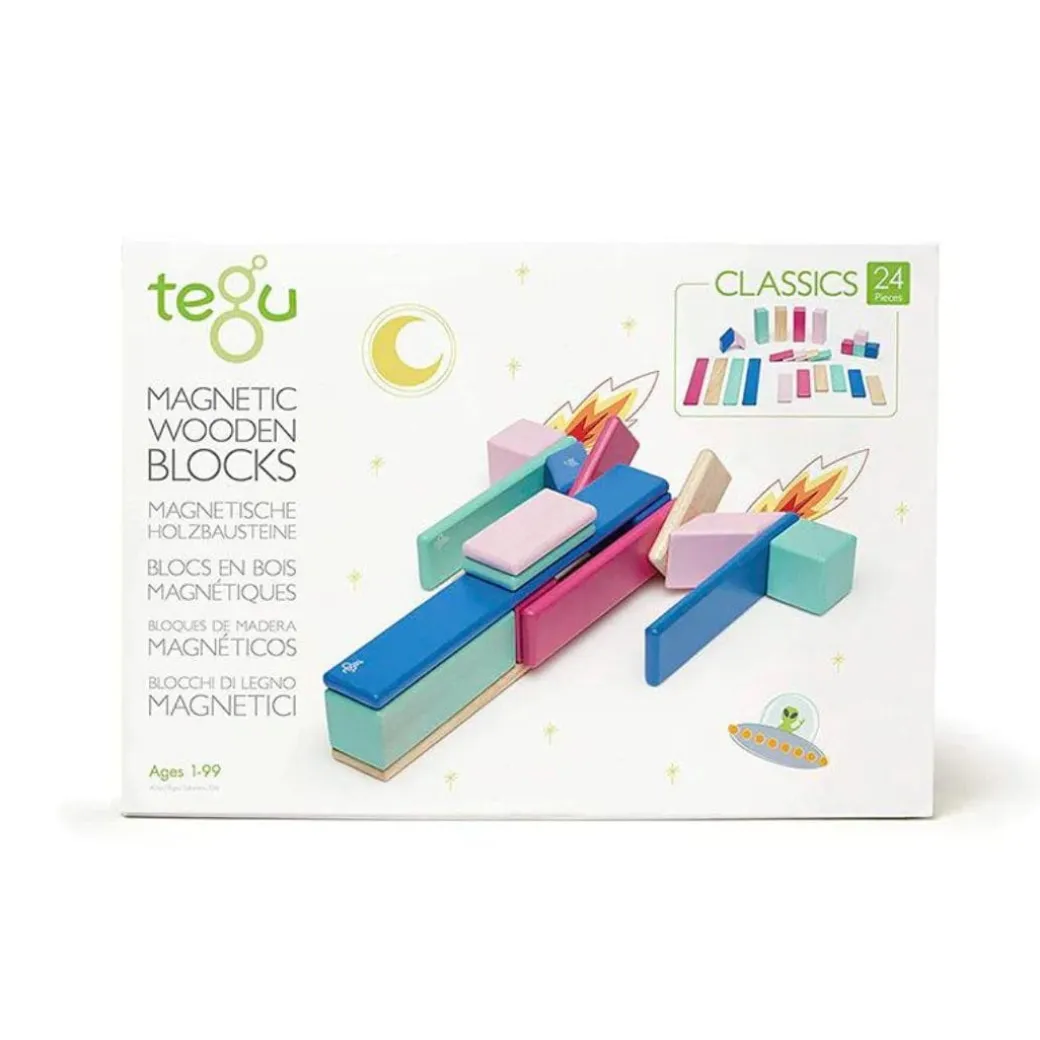 Magnetic Wooden Blocks - 24 Piece Set Blossom