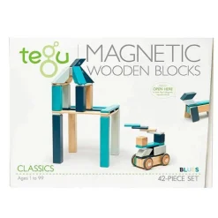 Magnetic Wooden Blocks - 42 Piece Set Blues