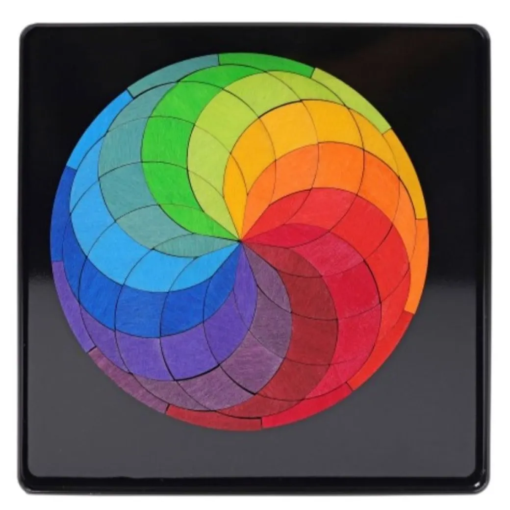 Magnetic Wooden Tile Puzzle - Rainbow Wheel