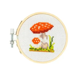 Mini Cross-Stitch Embroidery Mushroom Kit