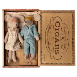 Mom and Dad Mice in a Cigar Box
