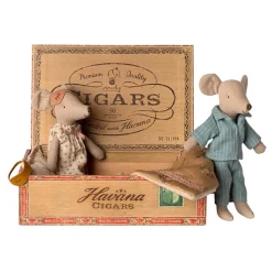 Mom and Dad Mice in a Cigar Box