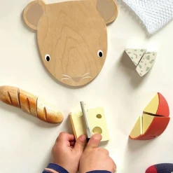 Mouse-shaped Wooden Cheese Board Play Set