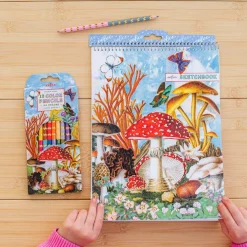 Mushroom-Themed Sketchbook and Pencil Set