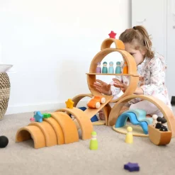 Natural Wooden Rainbow Tunnel - 12 Piece