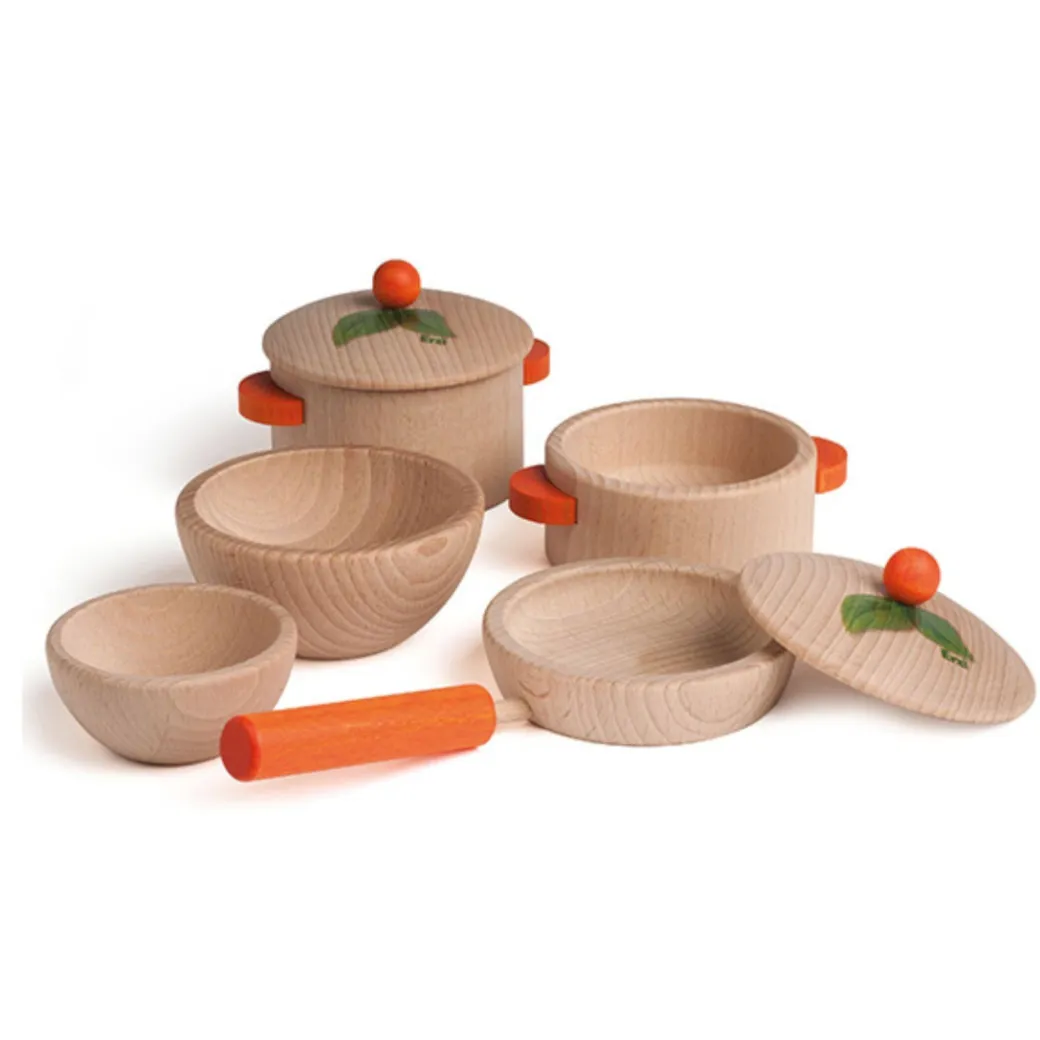 Natural Wooden Toy Cookware Set