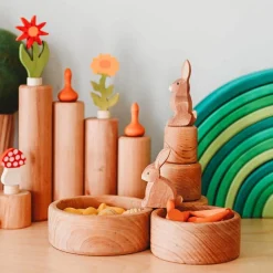 Natural Wood Nesting Bowl Set