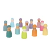 12 Pastel Wooden Peg Dolls
