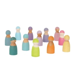 12 Pastel Wooden Peg Dolls