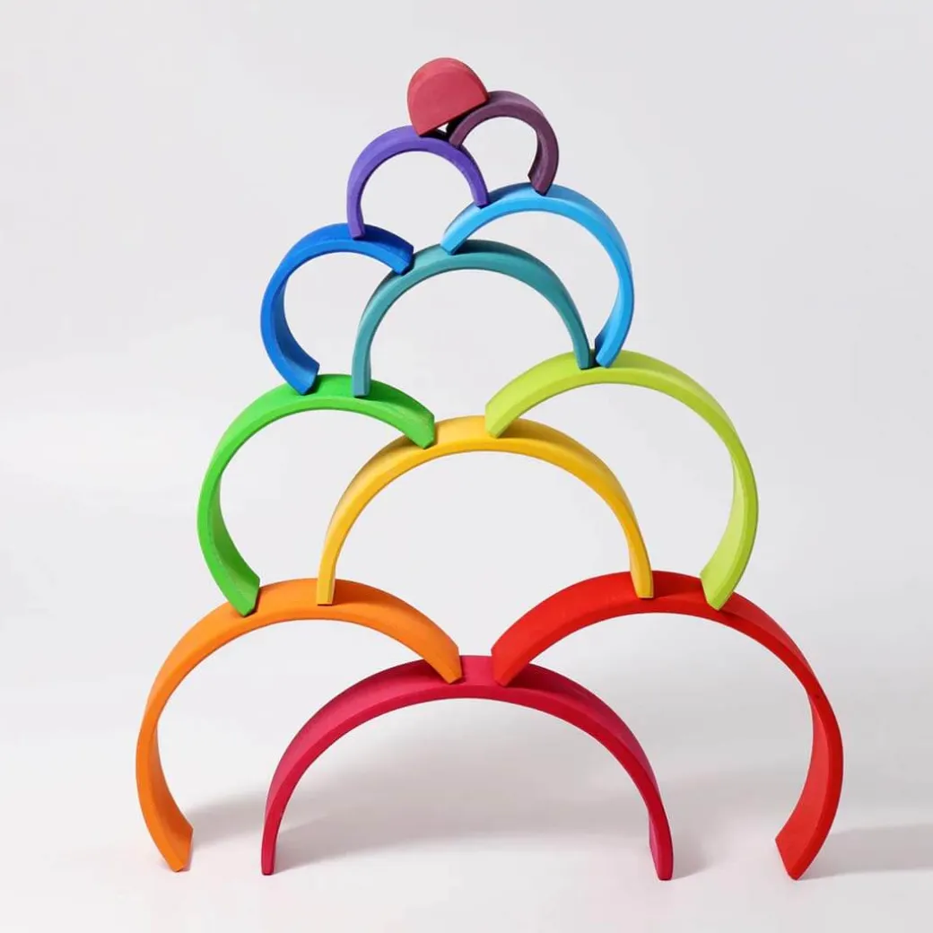12-Piece Wooden Rainbow Stacking Tunnel