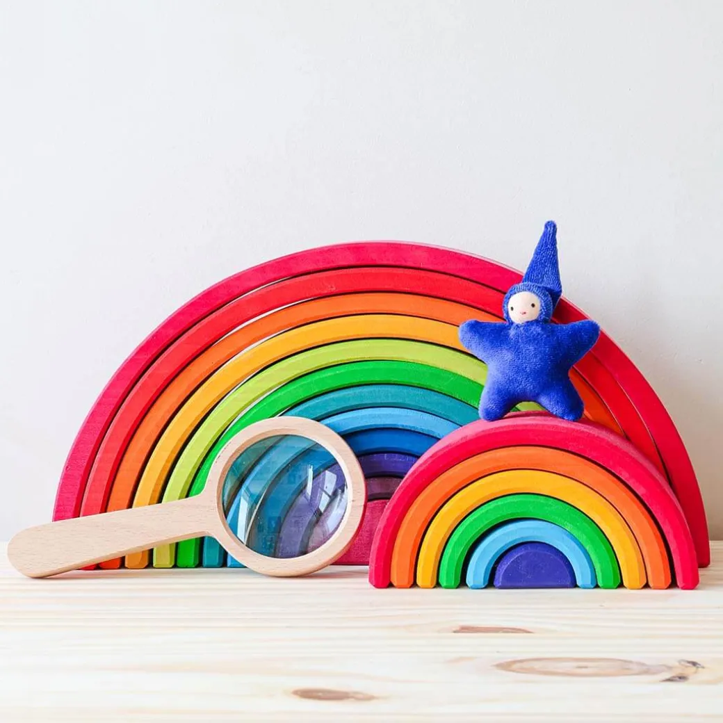 12-Piece Wooden Rainbow Stacking Tunnel