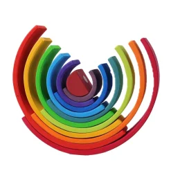 12-Piece Wooden Rainbow Stacking Tunnel