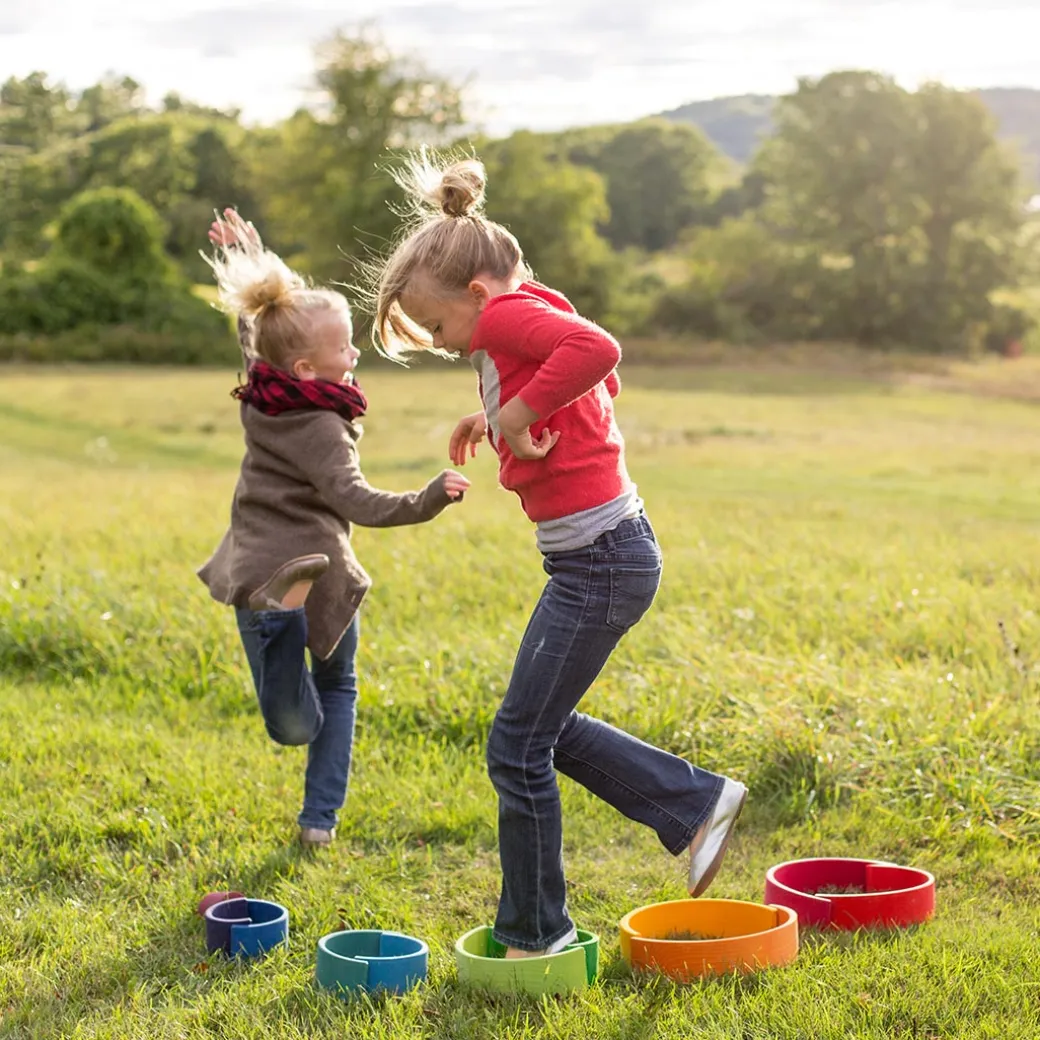 12-Piece Wooden Rainbow Stacking Tunnel
