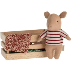 Piglet in a Wooden Box- Red
